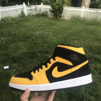 Air Jordan 1 Mid 【美国直邮正品】乔1AJ1 小新欢扣碎 黑黄黑红中帮复合底篮球鞋 554724-071