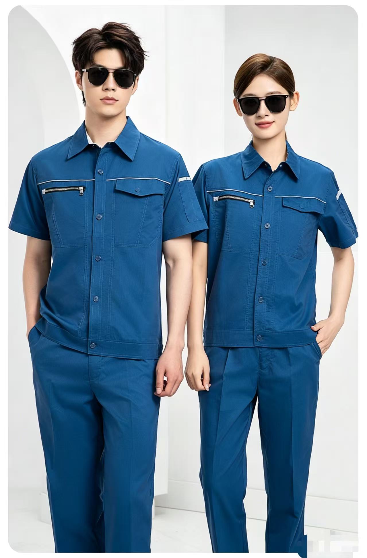 路安保夏季竹纤维立领拉链款工作服DL235D微弹力套高清大图