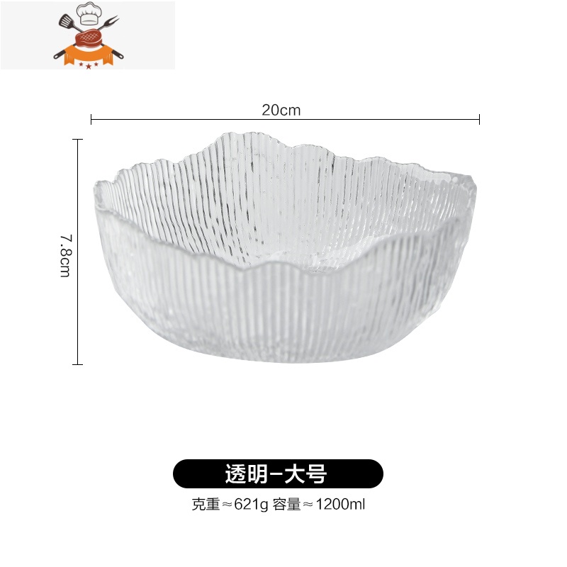 透明金边玻璃碗网红餐具大号蔬菜水果沙拉碗家用汤碗凉拌菜碗 敬平高清大图