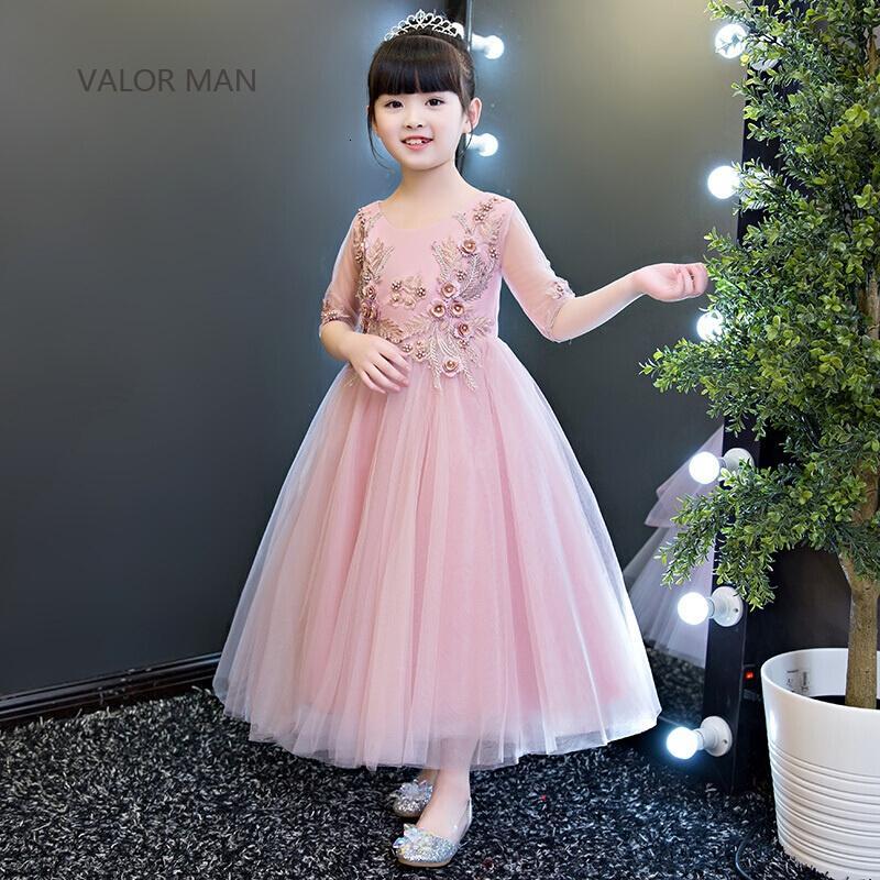 儿童晚礼服女婚纱公主裙钢琴演出服长款生日走秀拖尾蓬蓬裙花童夏