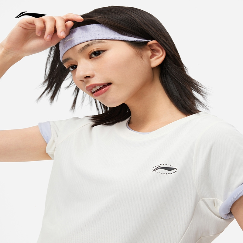 李宁lining跑步t恤女士夏季透气速干上衣圆领健身运动短袖女