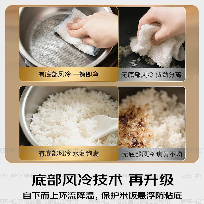 松下 饭光光2.0电饭煲0涂层IH加热家用电饭锅4-5人无涂层不锈钢4升SR-HNS152-W高清大图