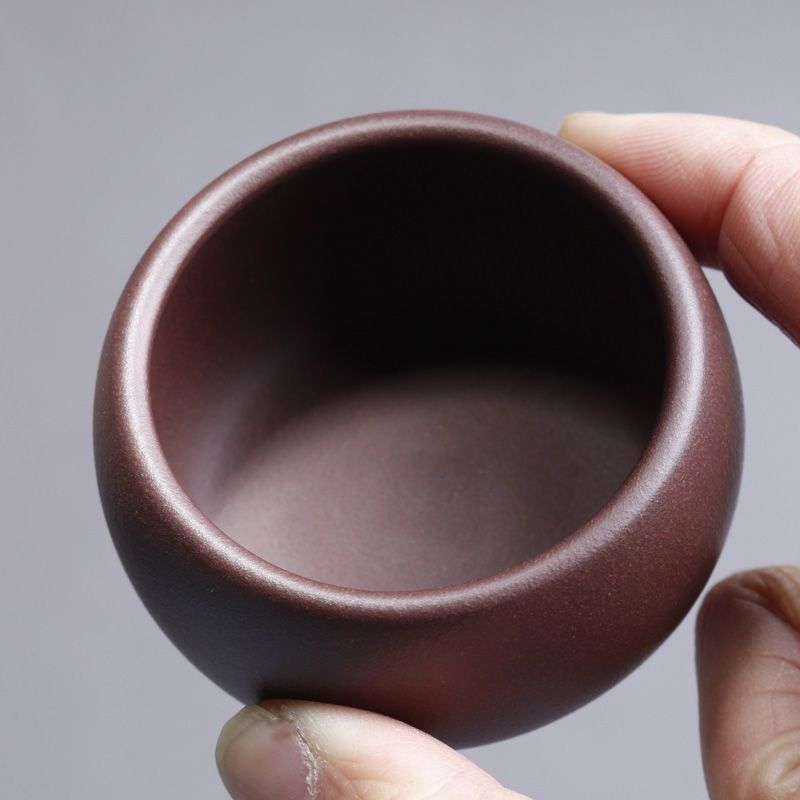 精品小紫砂品杯 宜兴紫砂杯功夫茶杯品茗杯老紫泥底槽清小杯子茶壶