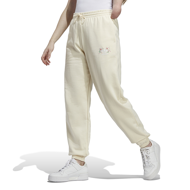adidas originals logo印花系带运动裤 女款 乳白色 in7115