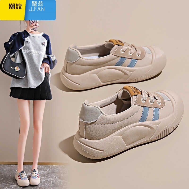 聚范运动鞋女2024秋季新款厚底百搭休闲鞋浅口透气软底单鞋不累脚高清大图