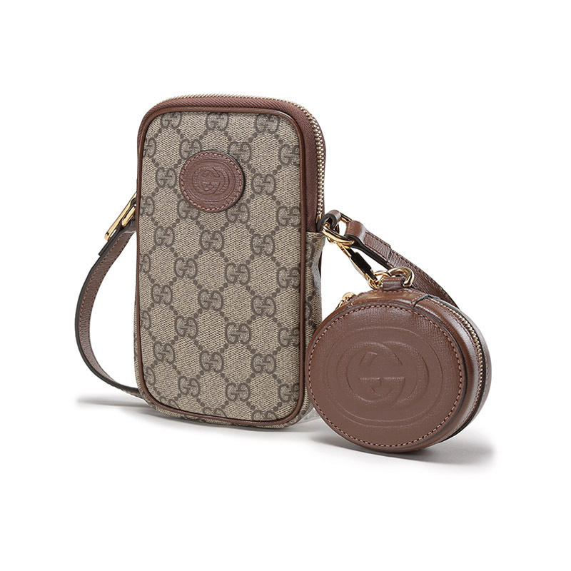 古驰gucci男士帆布配皮迷你单肩斜挎包手机包带小包70095992tcg