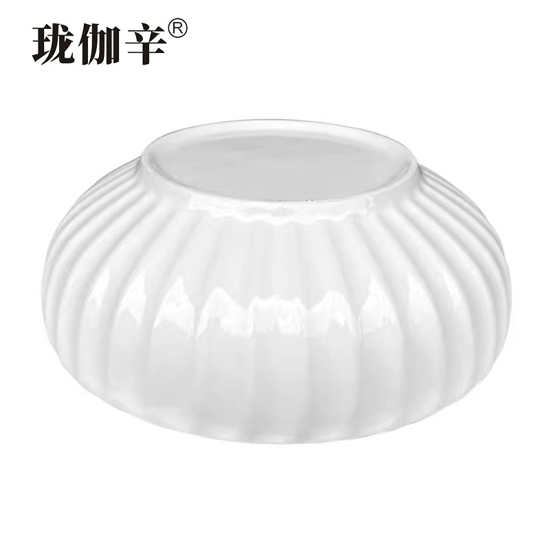 珑伽辛 白色陶瓷大汤碗 南瓜碗 12英寸/个高清大图