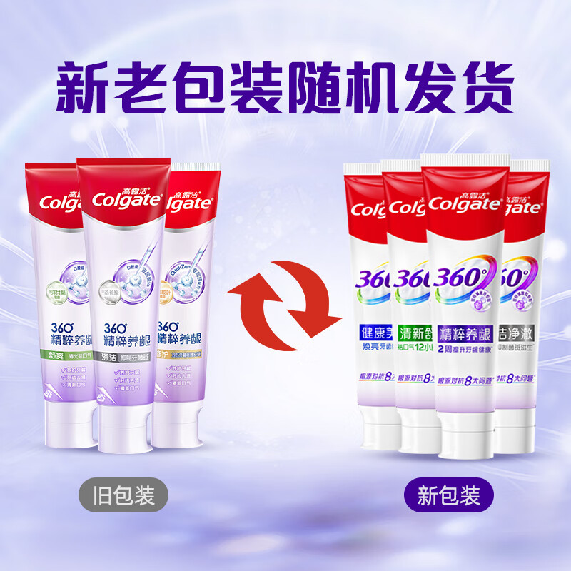 高露洁360玻尿酸牙膏护龈防蛀亮白清洁口腔家庭装-深洁净澈180g