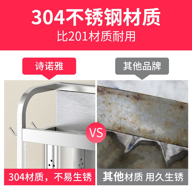 不锈钢厨房置物架家用壁挂式收纳架调味品调料瓶架子用品大全收纳层架 三维工匠高清大图