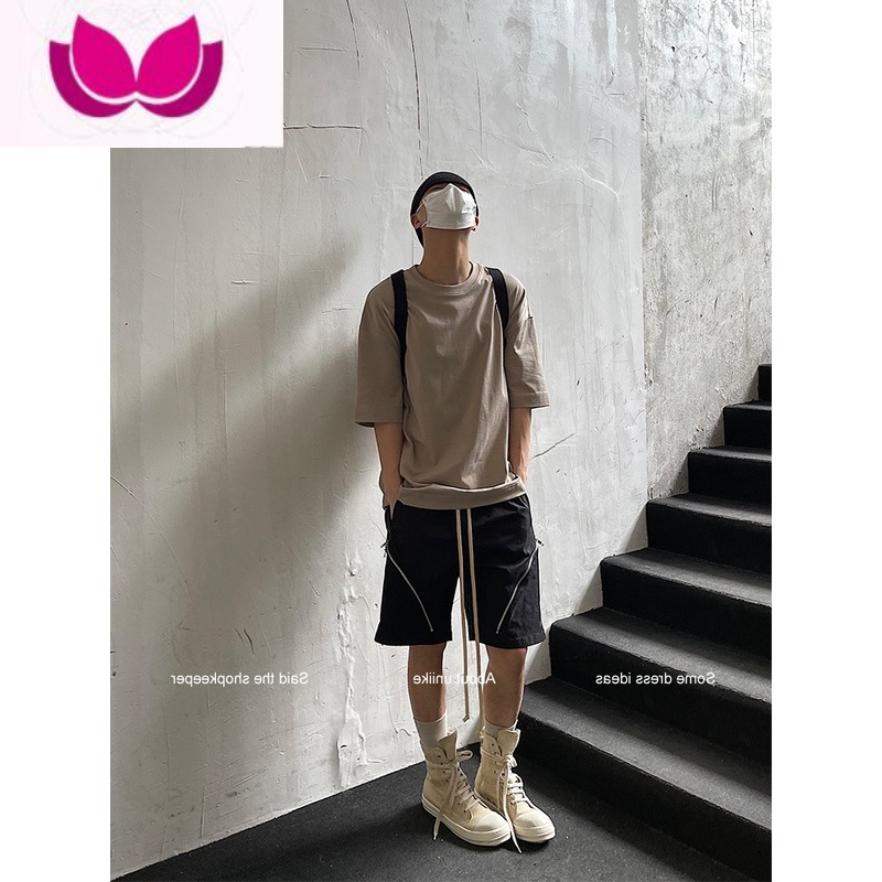 七斓高街vibe风暗黑拉链短裤男潮牌裤子夏季薄款设计感美式宽松五分裤