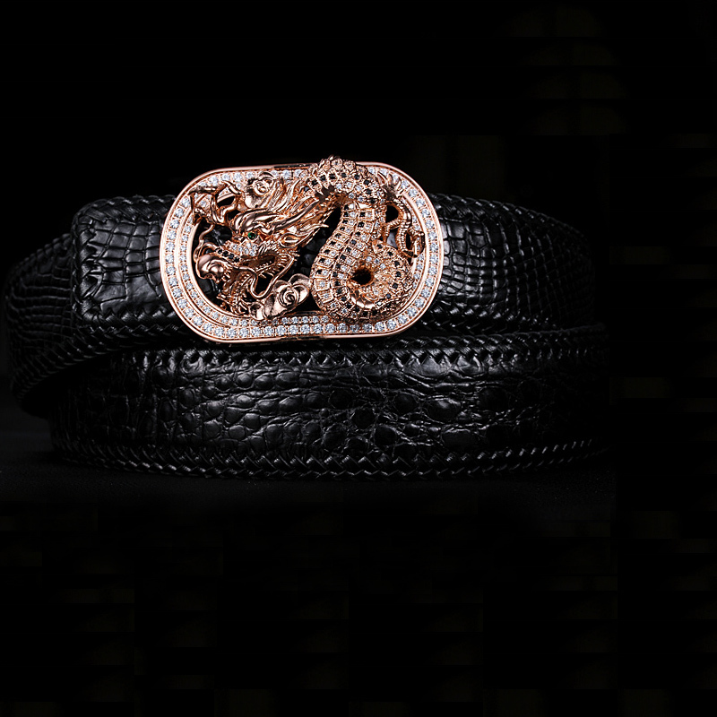 赫泽琼斯hezzjones生肖龙黄金天然水钻个性腰带夜店潮男个性裤腰带