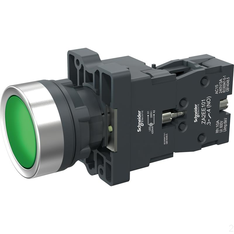 施耐德 Schneider Electric XA2带灯按钮(弹簧返回)AC220 黄色 1NO(10个起订)