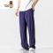 YANXU亚麻裤男夏季薄款宽松直筒哈伦裤子宽松大码垂感男士棉麻休闲长裤