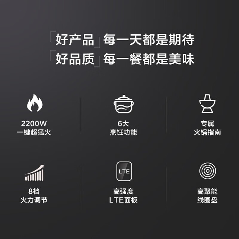 苏泊尔(SUPOR)电磁炉家用2200W火力猛火爆炒多功能烹饪面板安全防水智能触控 C22-IH90高清大图