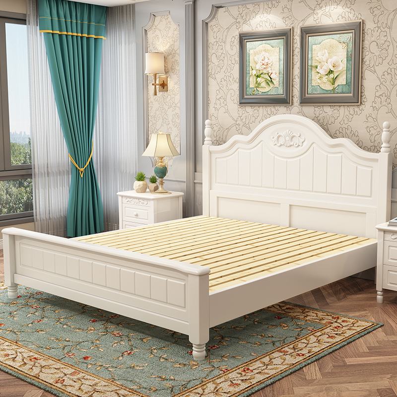 美式实木床1.8米双人主卧室床1.5m公主床白色现代简约韩式储物床高清大图