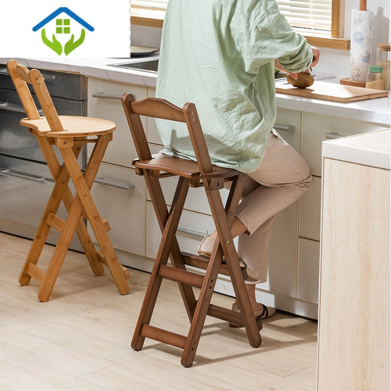 御蓝锦折叠登高凳子吧台凳高脚凳梯凳厨房高板凳简约现代家用楠竹酒吧