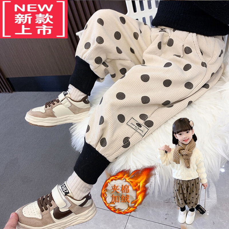 可莉允宝宝裤子秋冬加绒加厚1-3岁婴儿棉裤5女童洋气豹纹三层夹棉保暖裤