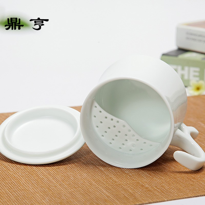 鼎亨茶杯陶瓷过滤带盖马克杯泡茶杯子家用办公室水杯大容量个性定