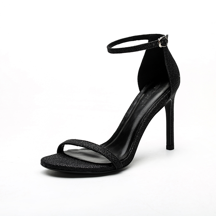 金三志一字扣带高跟凉鞋女2020年新款仙女风网红银色高跟鞋细跟性感