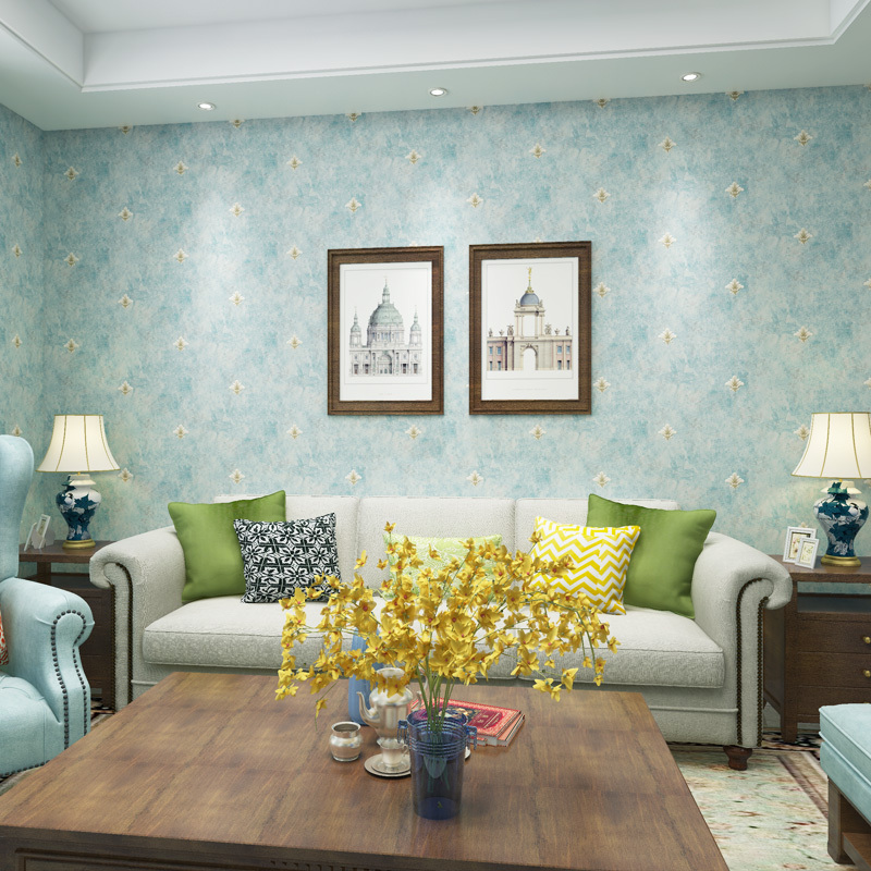 墙纸墨绿色复古简欧风精压纯色小花无纺布沙墙壁纸墨绿色复古