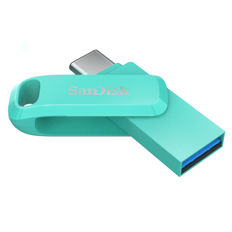 闪迪(Sandisk)256GB U盘 至尊高速酷柔Type-C接口手机电脑两用双接口OTG内存扩容 绿色