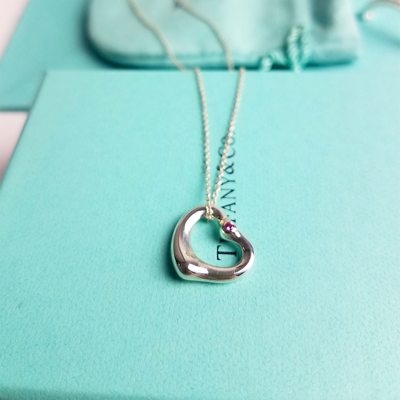 TIFFANY&CO.蒂芙尼925银心扉镶嵌宝石项链高清大图