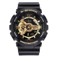 卡西欧(CASIO)手表运动男表G-SHOCK黑金黑武士双显防水防震多功能石英表男表GA-110GB-1A