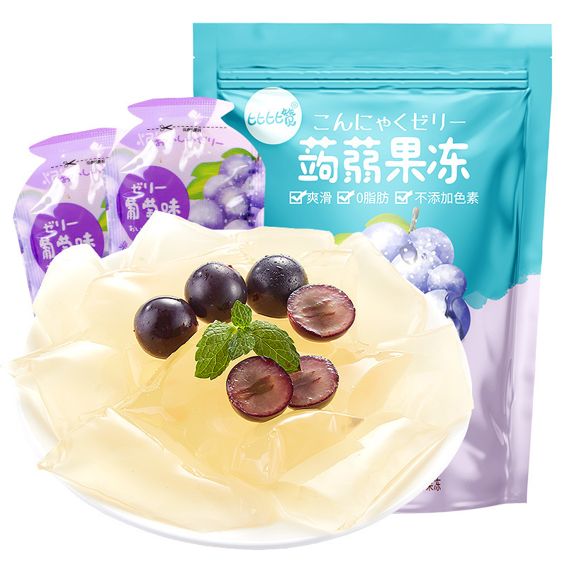 [满199减125元]比比赞魔芋蒟蒻果冻葡萄味240g果汁布丁网红办公室解馋零食品