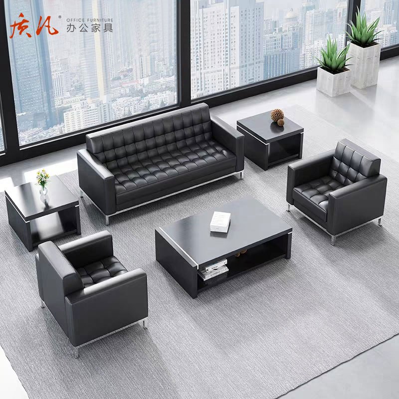 质凡商务接待室沙发茶几 单人位+三人位高清大图