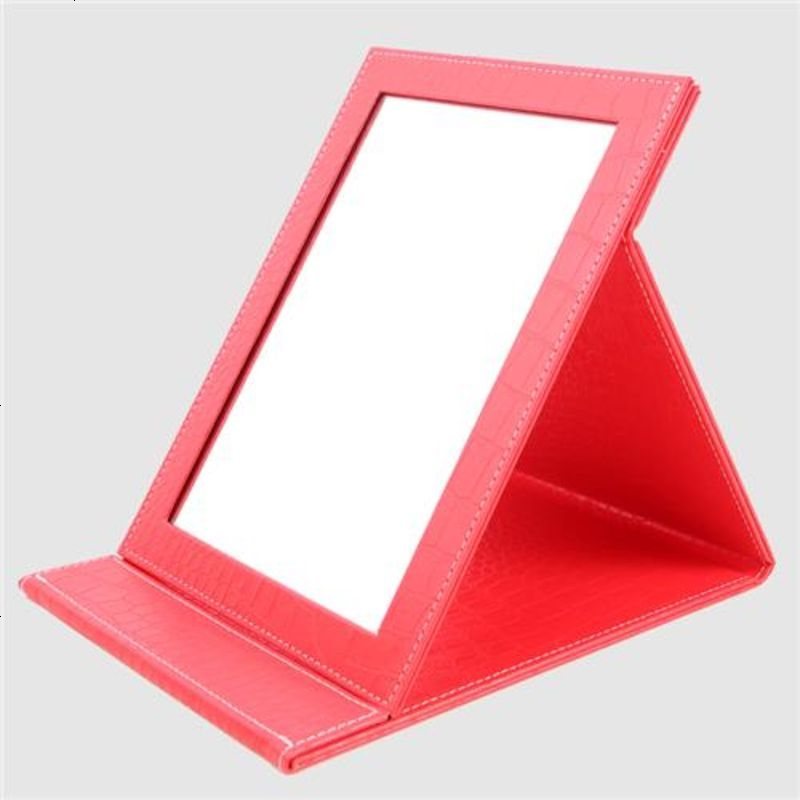 喜庆台式折叠镜子大号便携女孩翻盖式立式厕所特大男生粉色迷你 大红大号