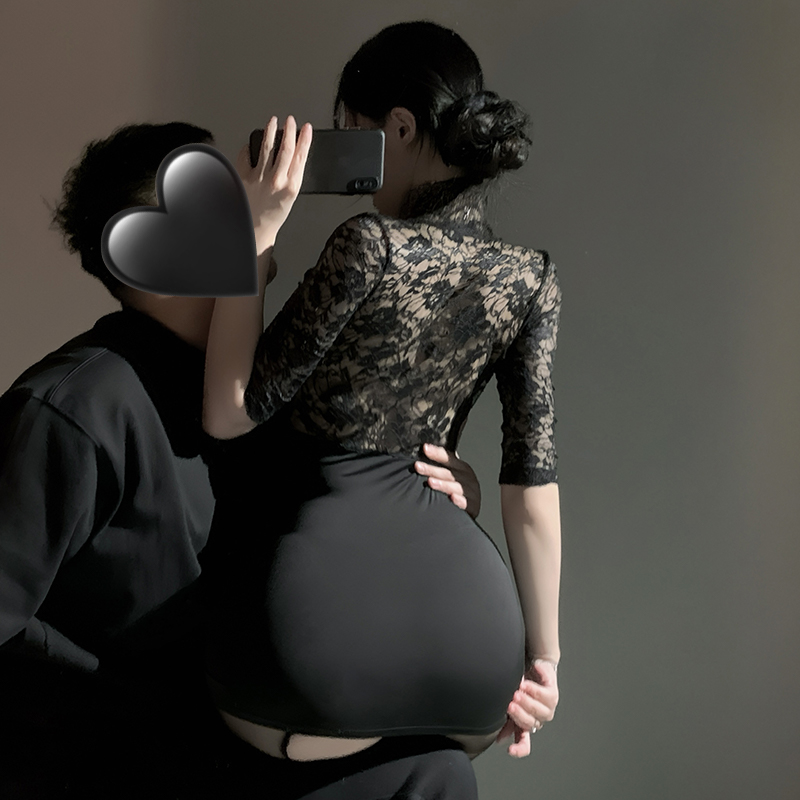 霏慕女式情趣睡衣短裙性感情趣内衣深V蕾丝性感包臀裙秘书裙6757高清大图