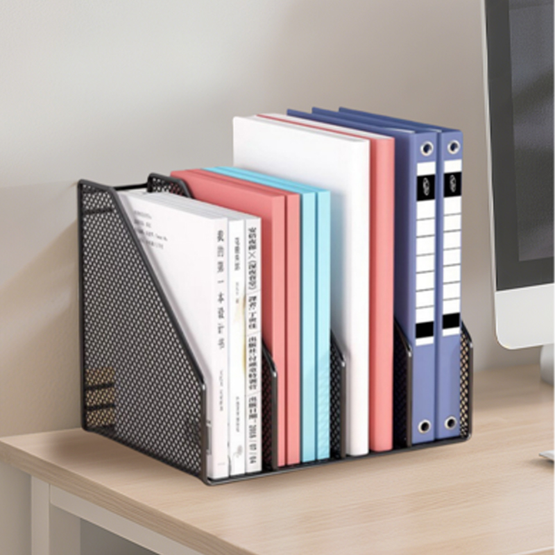 伴公式B1201金属镂空桌面四联文件框黑色高清大图