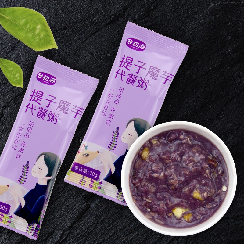 谷初源 提子魔芋代餐粥 早餐晚餐营养粉 代餐粉300g 蓝莓味 谷物粉高清大图
