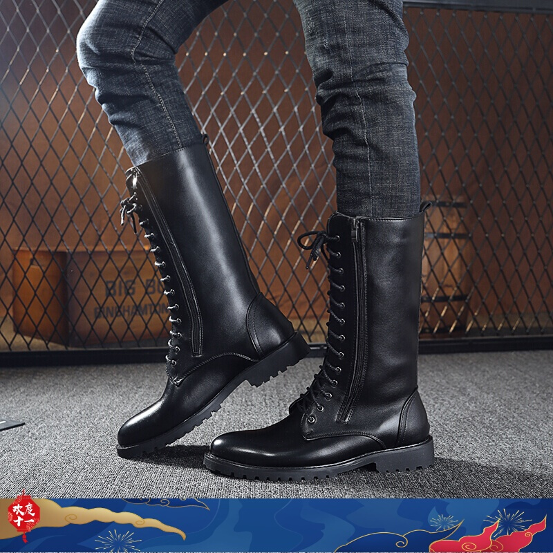 迪鲁奥diluao长筒骑马靴男靴高筒长靴男靴队情侣款男阅兵靴蒙古靴子