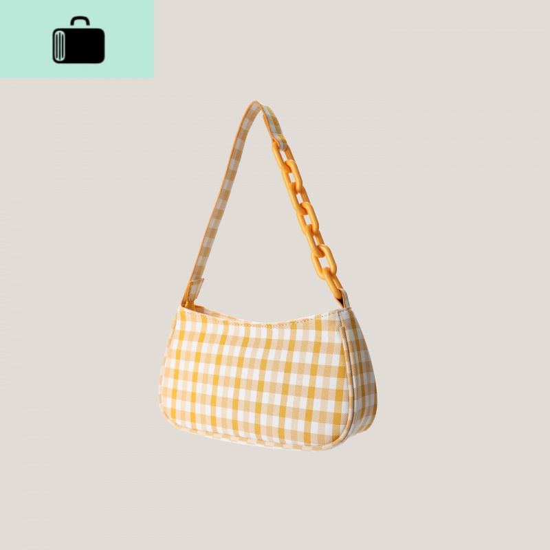 腋下包女法棍包格子链条包bm帆布小包ins韩版2020新款网红潮NEWLAKE高清大图