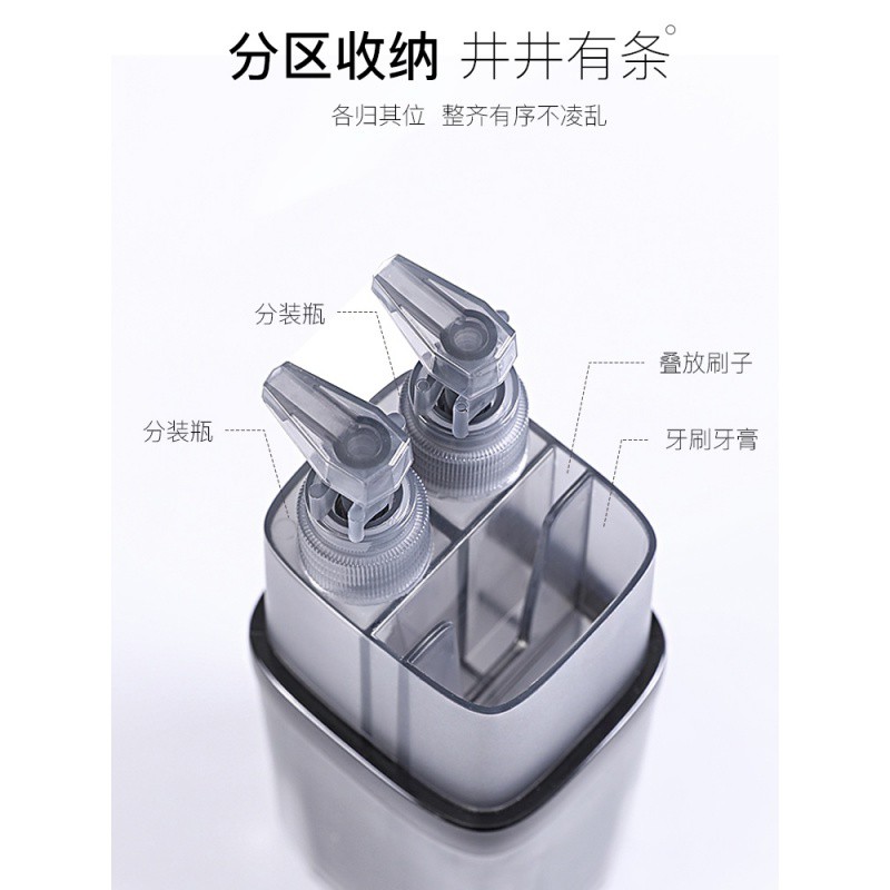 旅行牙刷盒便携式漱口杯刷牙杯子套装情侣牙缸创意洗漱分装瓶男女 三维工匠 [标准款]贝壳紫洗漱杯高清大图