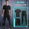 运动紧身衣男短袖健身套装训练服篮球高弹上衣速干健身房跑步背心精英灰线短袖Z2三件套S80-100斤