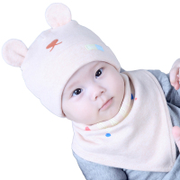 milky friends宝宝胎帽春秋冬小熊婴儿男女通用套头帽套头帽纯色婴儿包头帽1-2岁