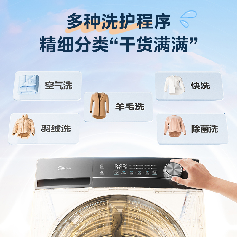 美的(Midea)滚筒洗衣机全自动家用12公斤大容量1.1高洗净比洗烘一体蒸汽除菌减震降噪MD120V36T家电国家补贴高清大图