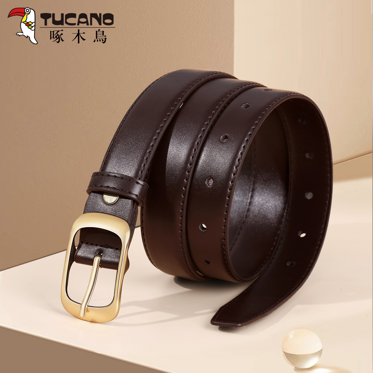 啄木鸟皮带女士2025新款时尚高级感百搭针扣韩版配牛仔裤腰带配皮高清大图