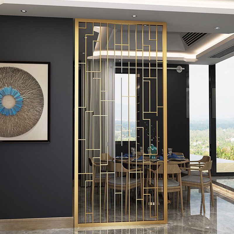 屏风不锈钢金属隔断客厅闪电客装饰玄关轻奢镂空北欧入户进简约现代