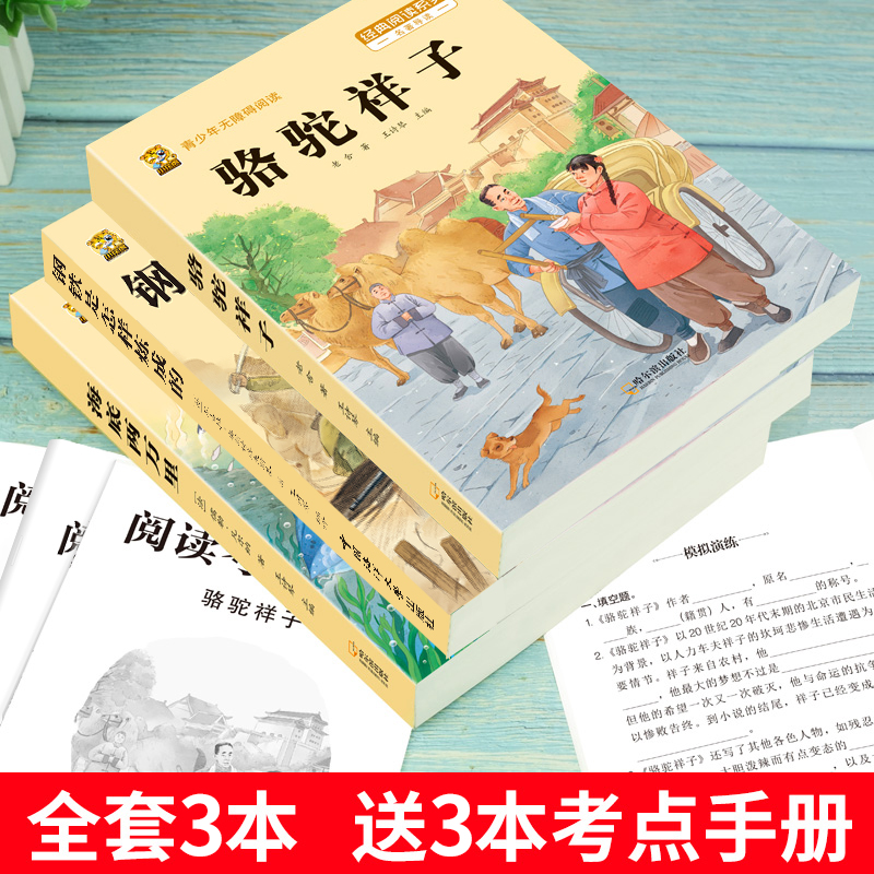 [七下必读课外书3本]骆驼祥子+海底两万里+钢铁是怎样炼成的[注解+点评+习题] [正版]骆驼祥子和海底两万里七年级下册高清大图