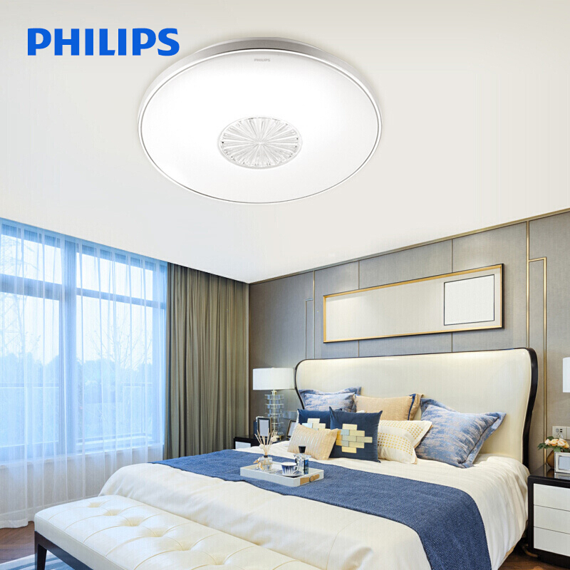 飞利浦(PHILIPS)LED吸顶灯 客厅书房卧室简约灯具遥控调光 悦妍30W 61008 不含遥控器