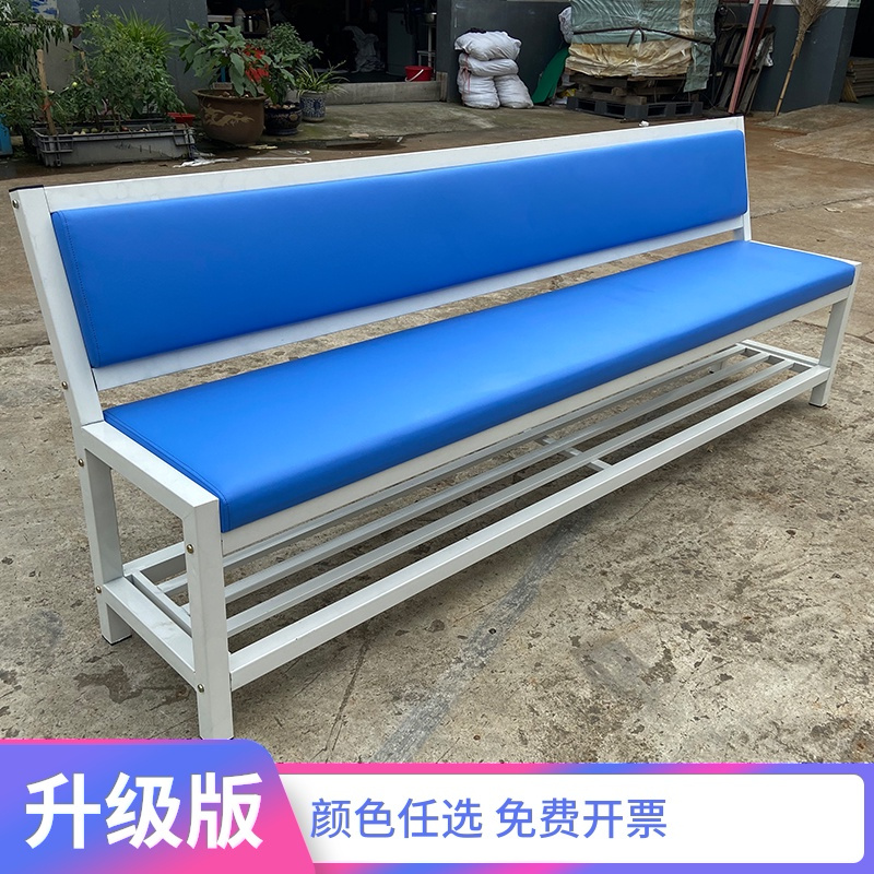 洛港 软包长条椅商场健身房休息区靠墙长凳沙发带靠背长椅理发店等候椅