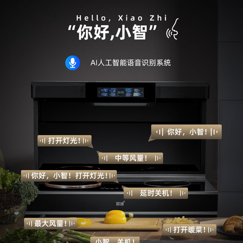 欧诚集成灶蒸烤一体 大吸力抽油烟机 智能彩屏纯电电陶炉电磁炉蒸烤一体机 Q8左蒸烤右蒸