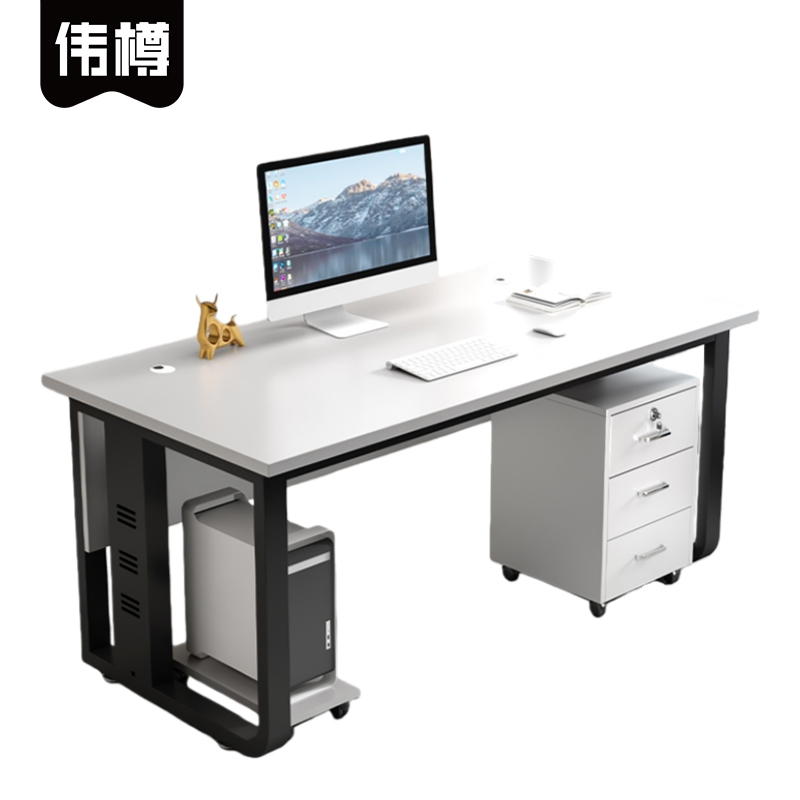 伟樽办公桌带柜120*80*75cm套高清大图