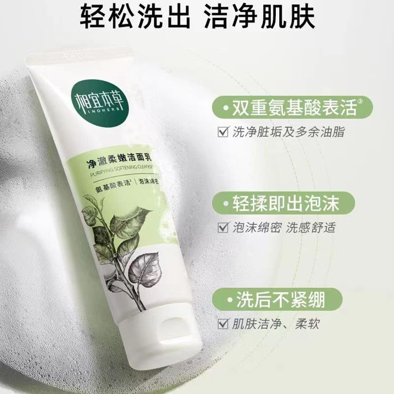 相宜本草四倍蚕丝凝亮洁面膏100g(深层净洁、净化毛孔)