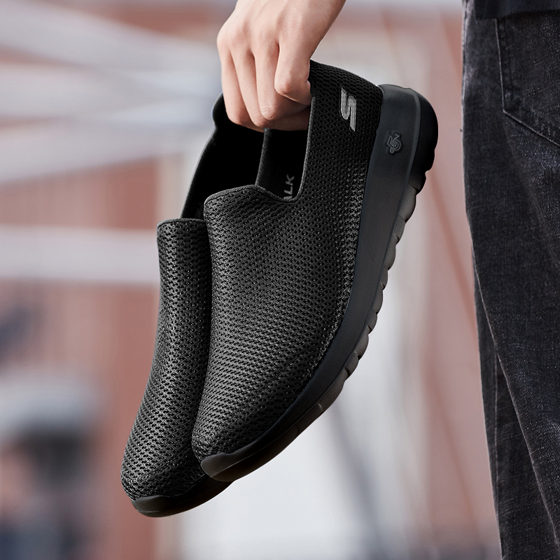Skechers/斯凯奇男鞋新款轻质一脚穿健步鞋透气运动休闲鞋54600-BBK ZP