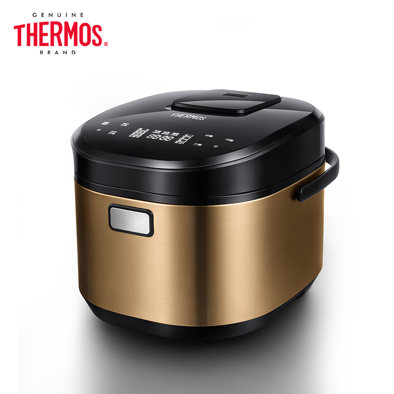 膳魔师(THERMOS)电饭煲4L大容量家用智能控温预约触控IH聚能加热电饭锅陶晶厚斧5-8人 雅金