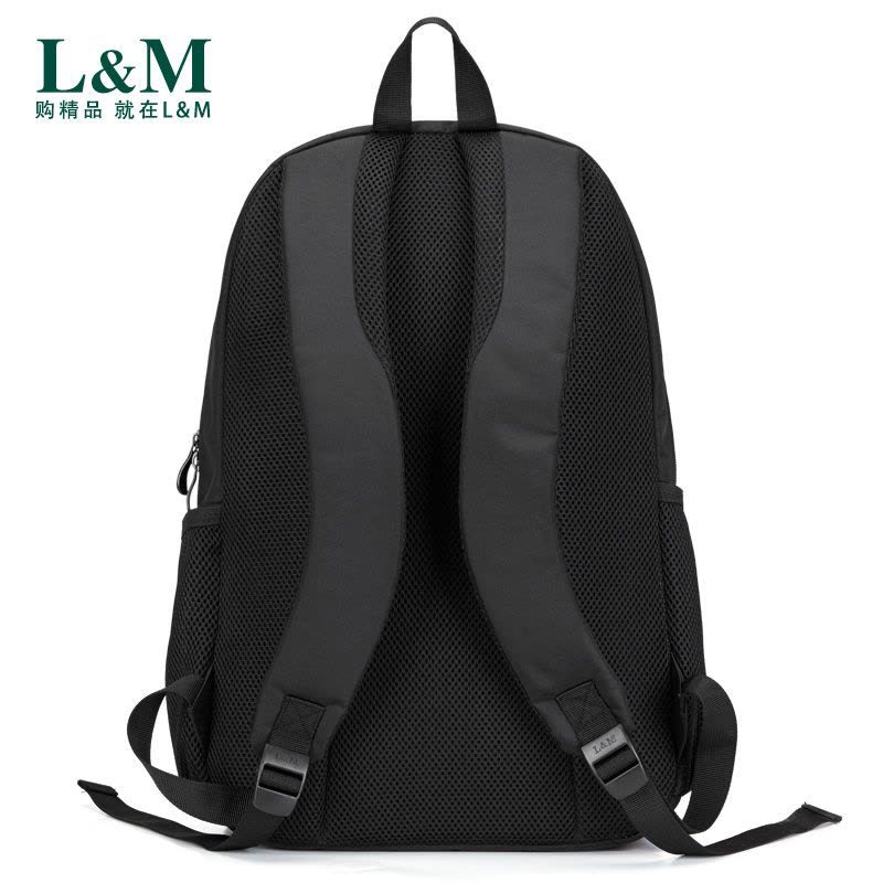 L&M双肩背包男户外运动休闲商务包旅游包带笔记本电脑夹层中学生书包初中生高中生大容量图片